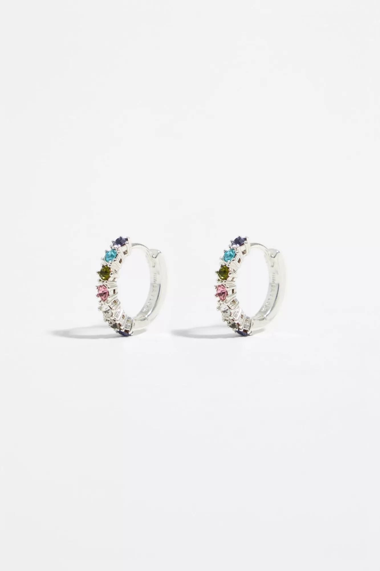 BIMBA Y LOLA Pendientes Aro Cristales Multicolor Plateado Outlet
