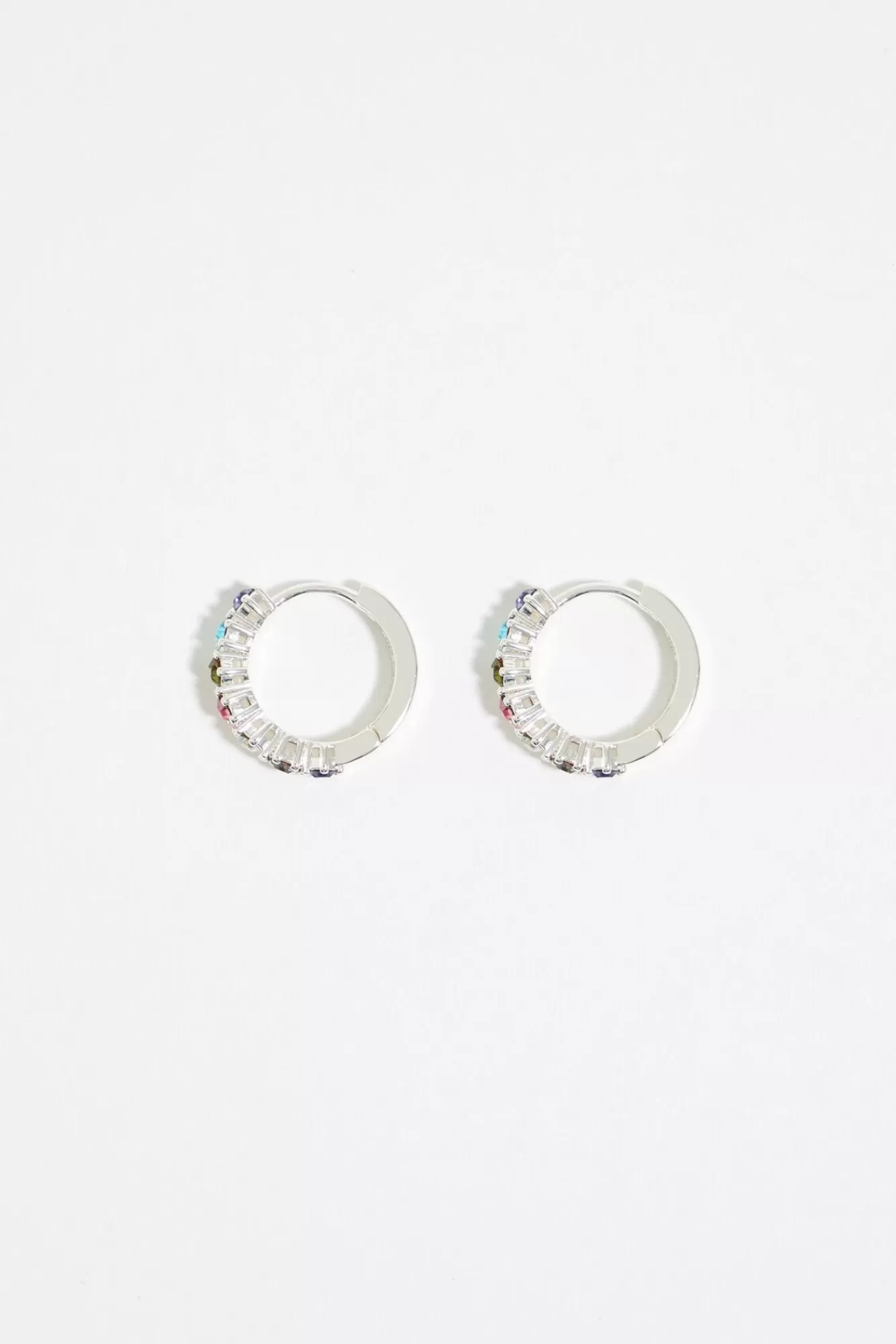 BIMBA Y LOLA Pendientes Aro Cristales Multicolor Plateado Outlet