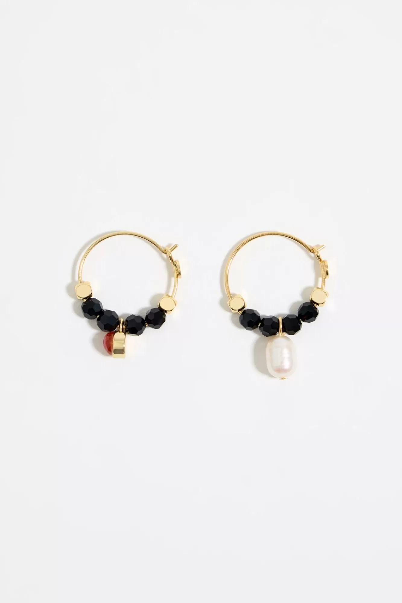 BIMBA Y LOLA Pendientes Aro Dorado Cristales Y Piedra Discount