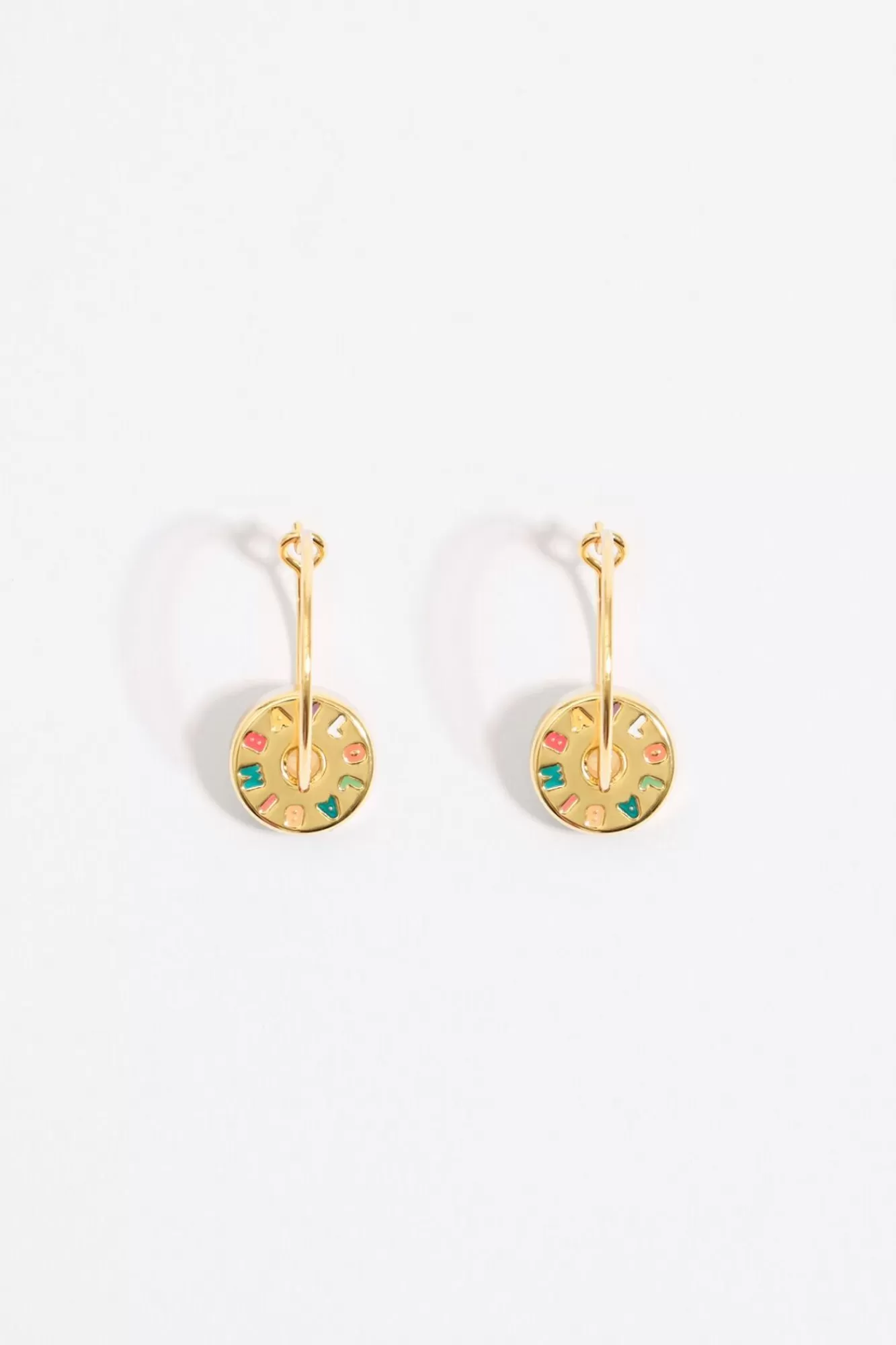 BIMBA Y LOLA Pendientes Aro Dorado Logo Multipastel Flash Sale