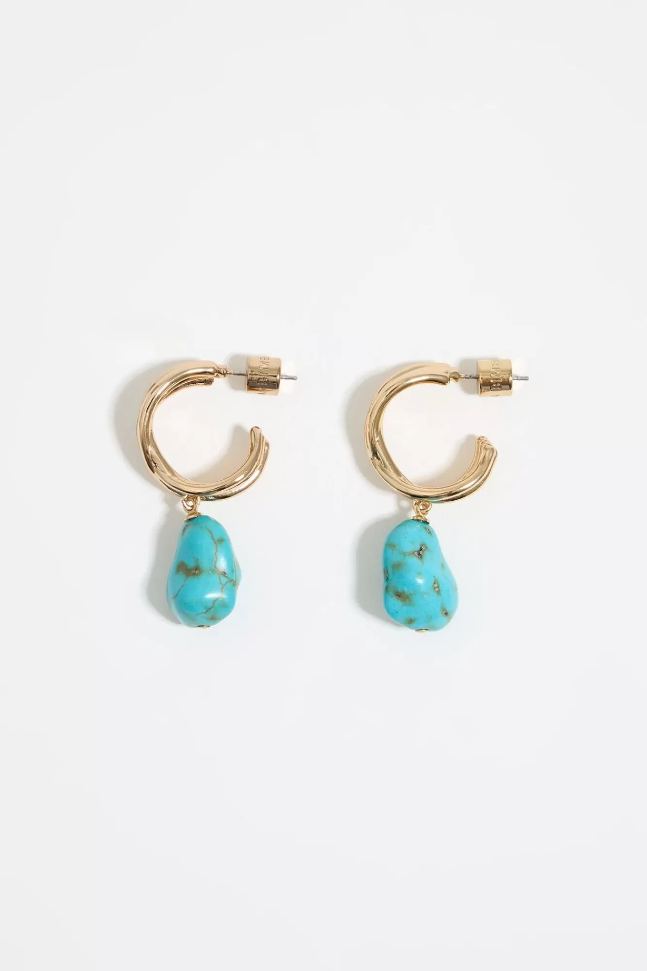 BIMBA Y LOLA Pendientes Aro Dorado Piedra Turquesa Flash Sale