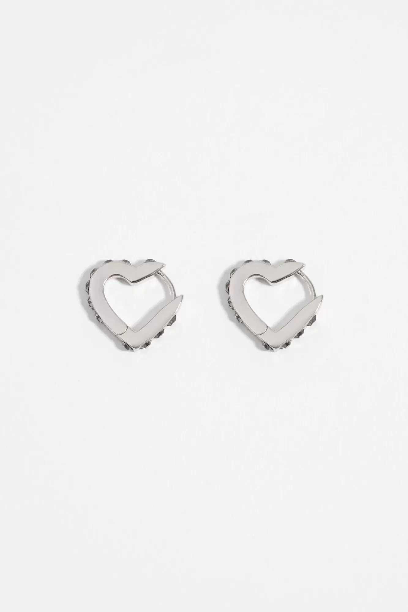 BIMBA Y LOLA Pendientes Aro Mini Plateado Corazon Cristales Best Sale