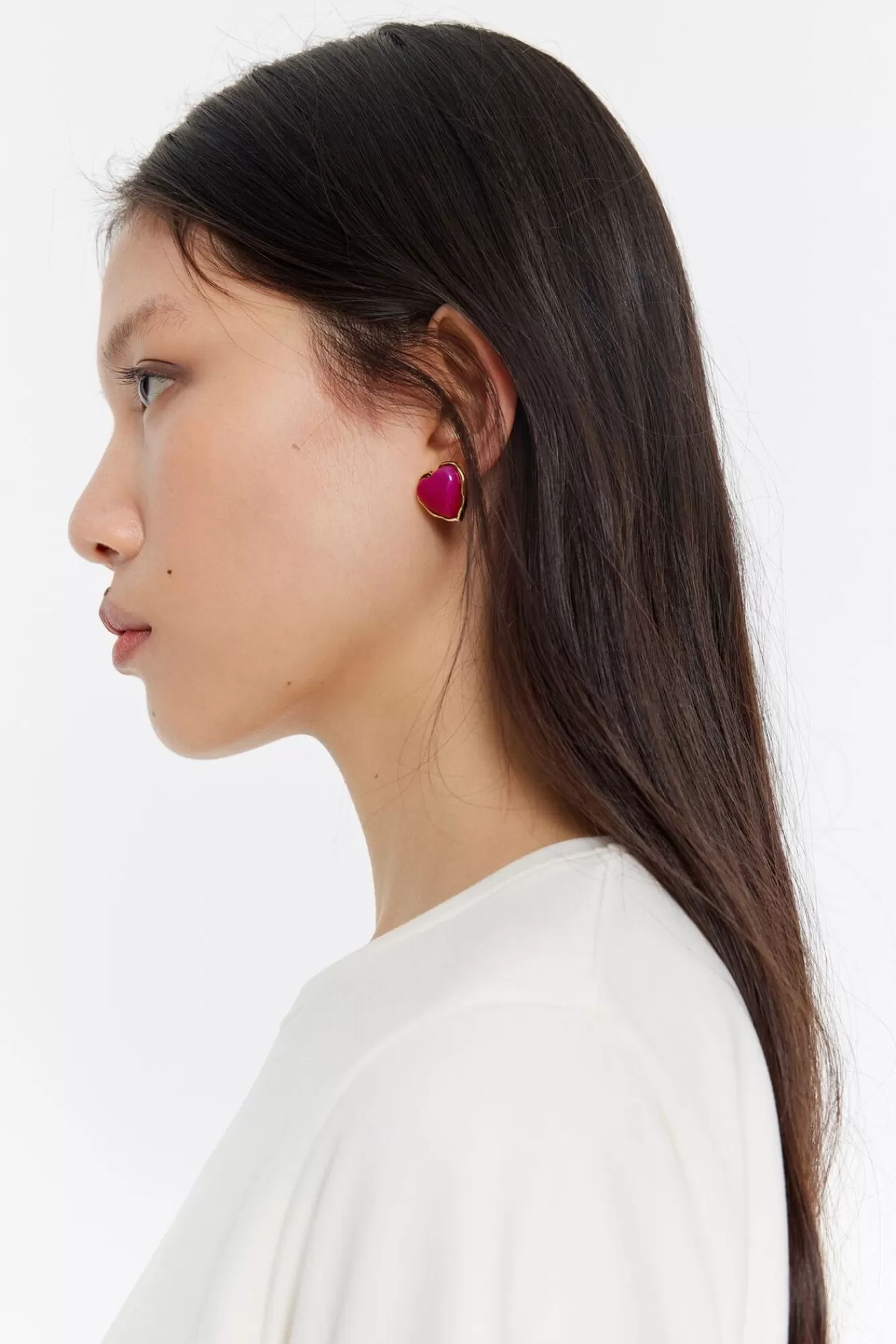 BIMBA Y LOLA Pendientes Corazon Piedra Fucsia Online