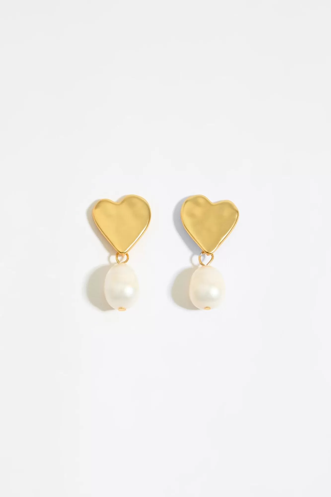 BIMBA Y LOLA Pendientes Corazones Dorados Y Perlas Cheap