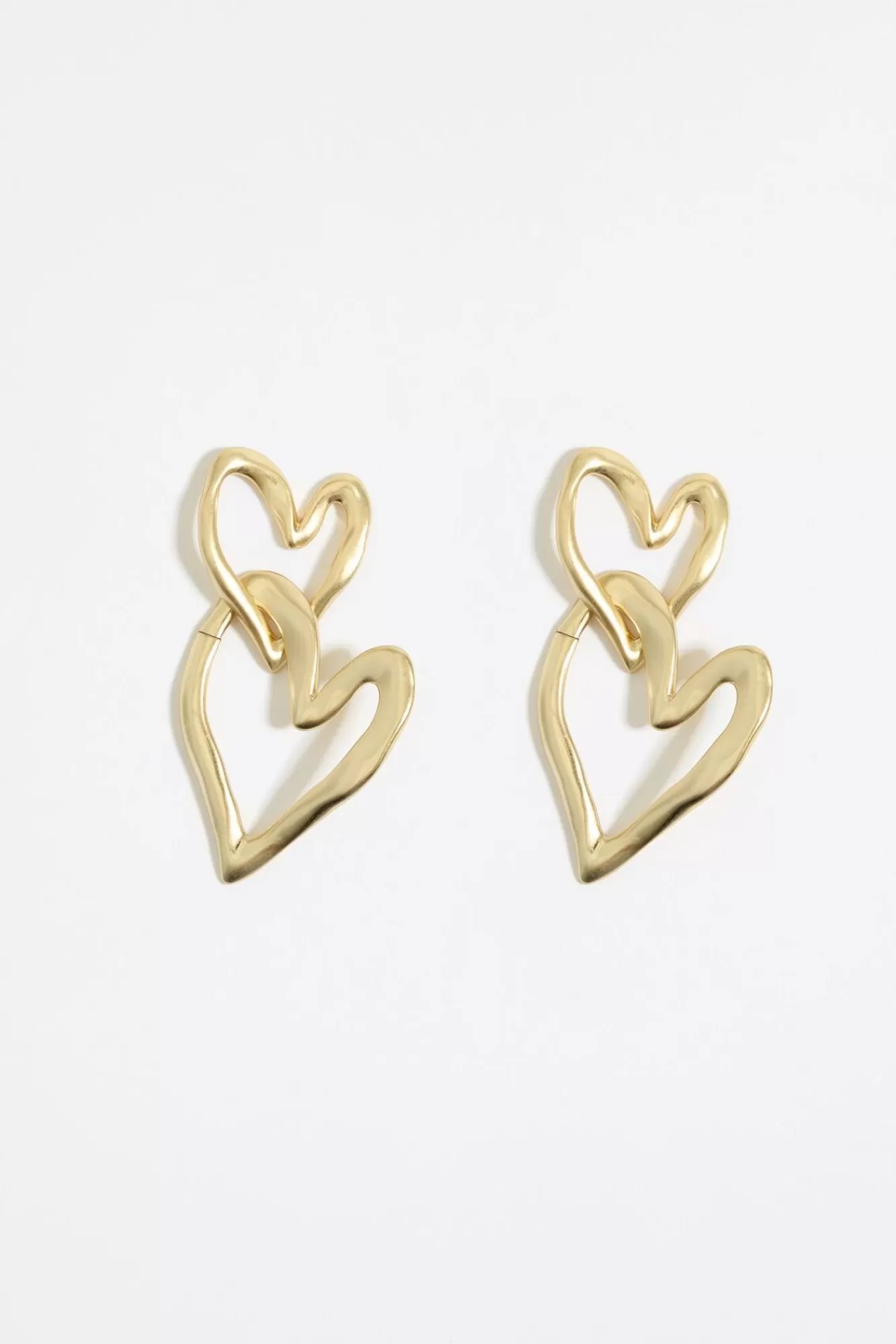 BIMBA Y LOLA Pendientes Corazones Textura Dorados Clearance