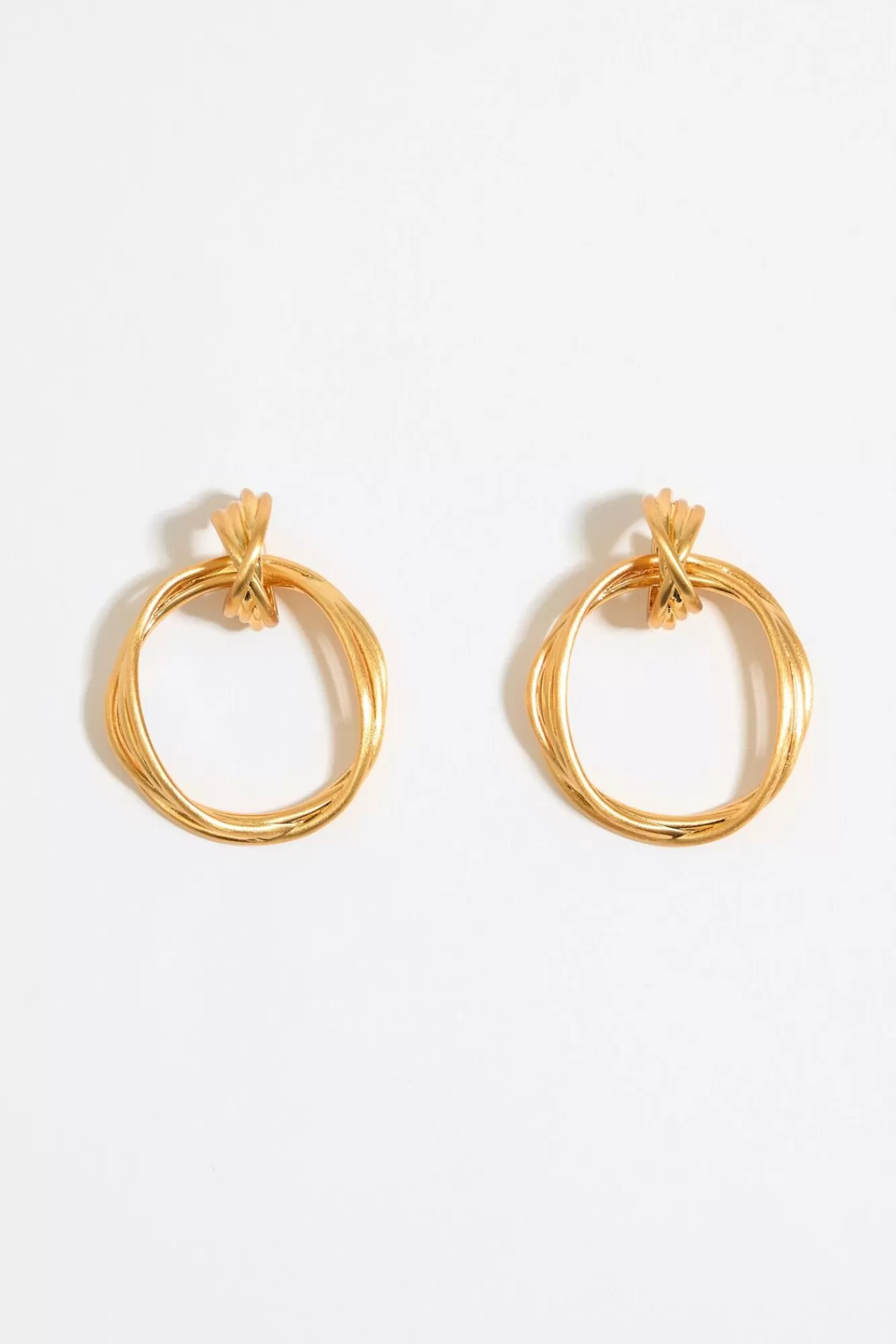 BIMBA Y LOLA Pendientes Doble Aro Dorado Mate Clearance