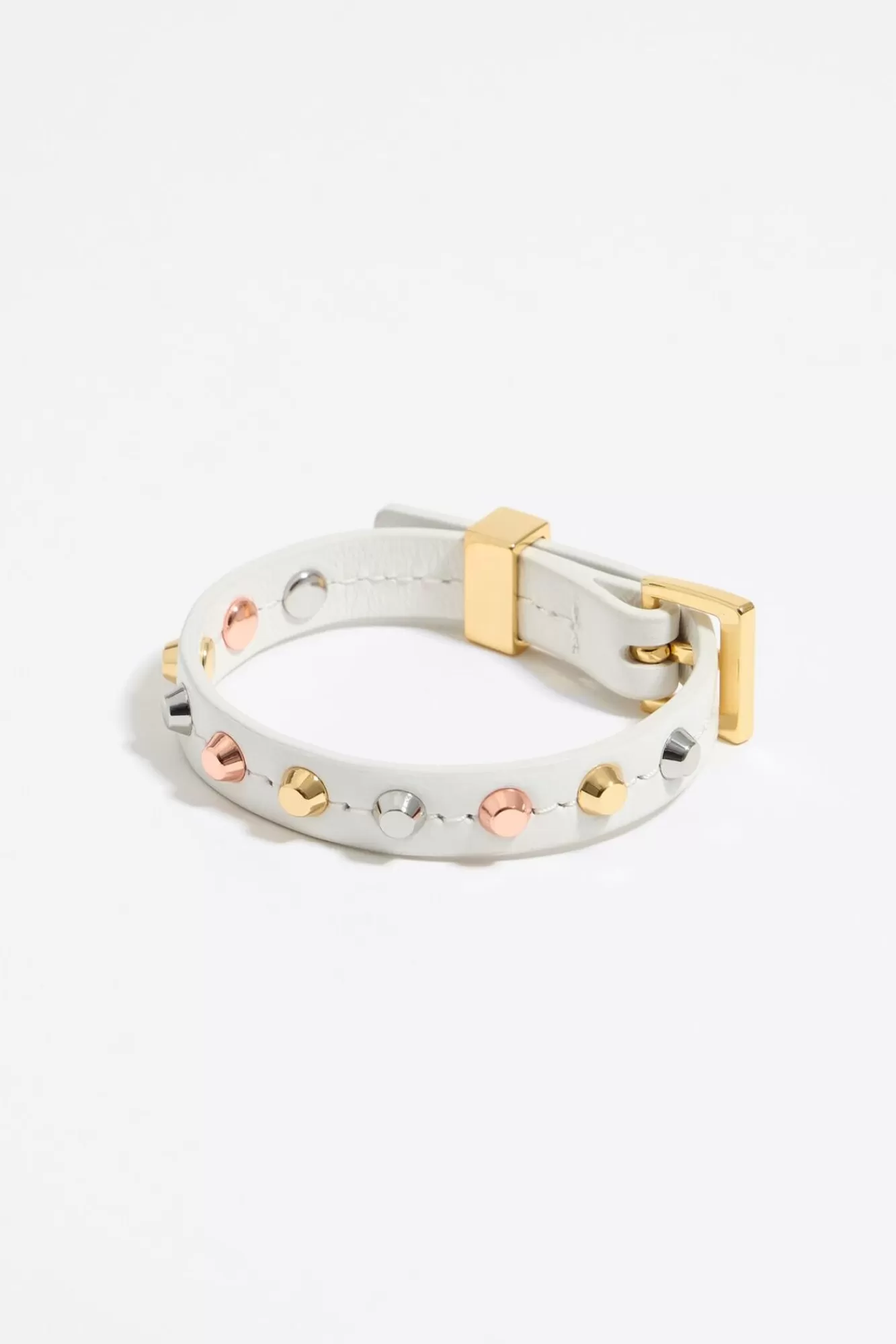 BIMBA Y LOLA Pulsera Piel Tachas Marfil Flash Sale