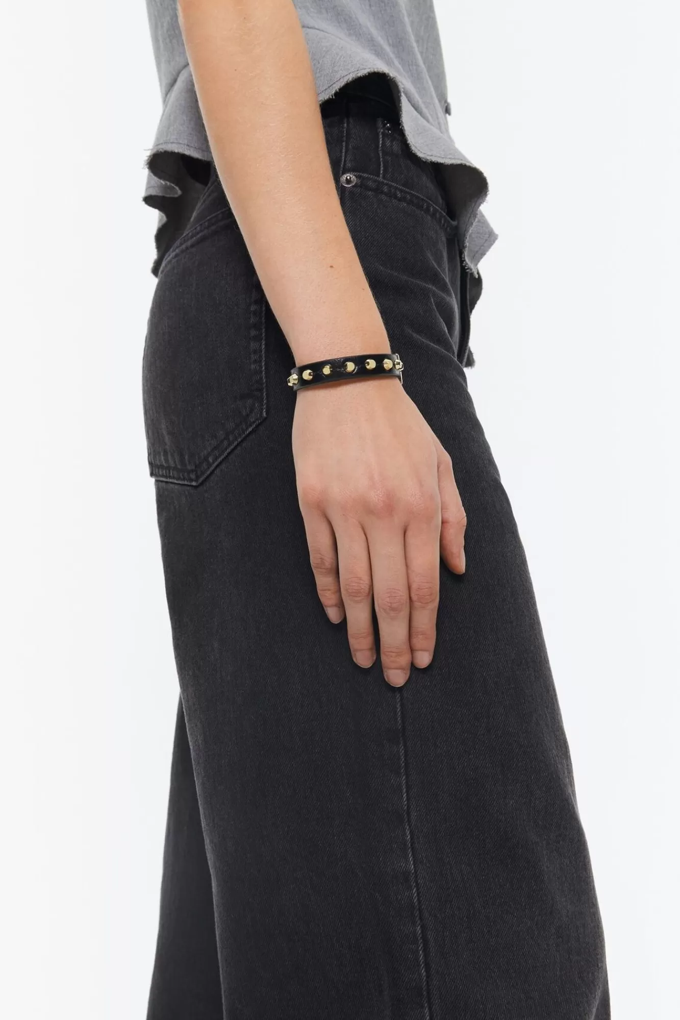 BIMBA Y LOLA Pulsera Piel Tachas Negra Best Sale