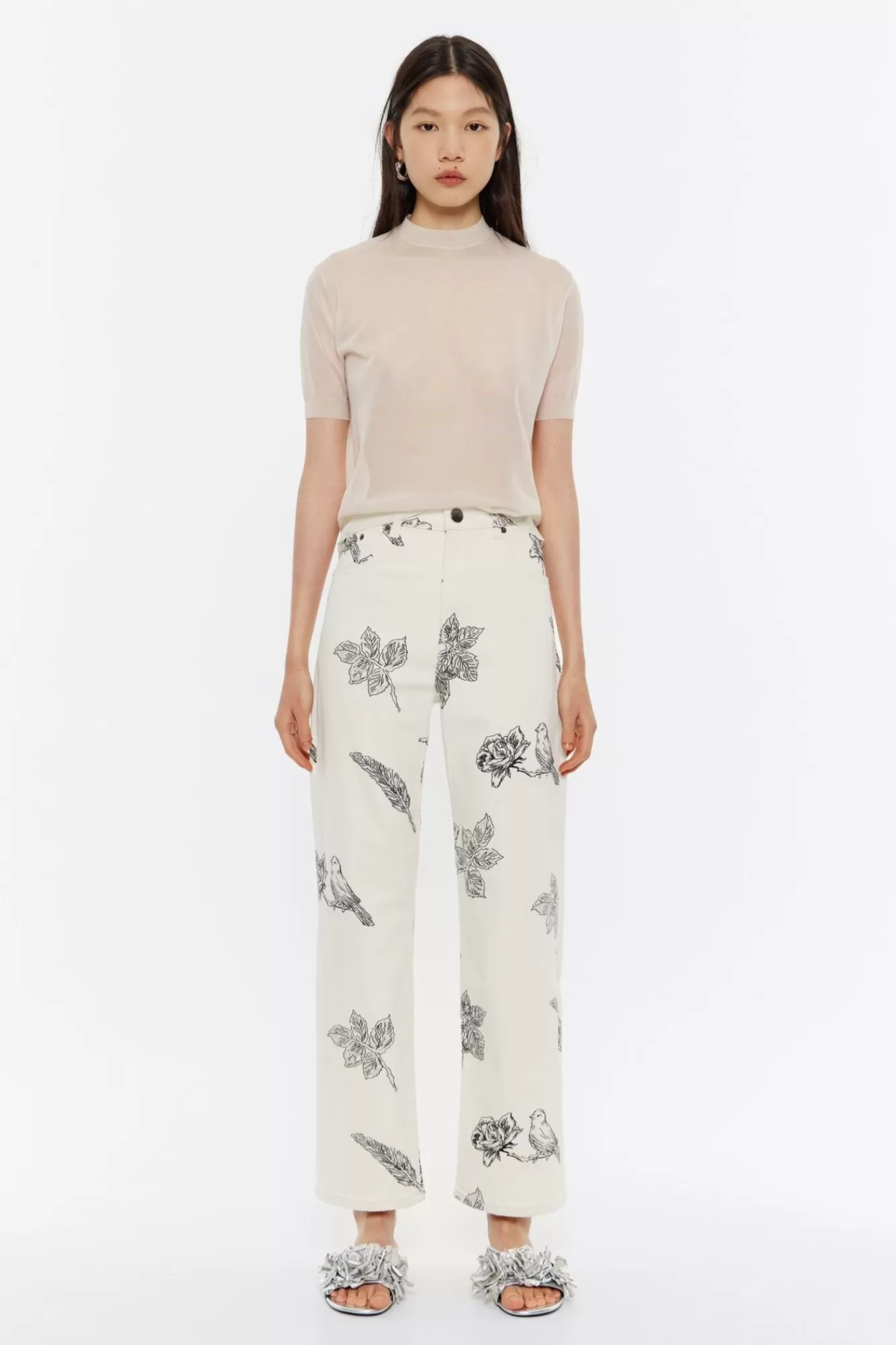 BIMBA Y LOLA Straight Cropped - Vaquero Canary Pop Blanco Sale