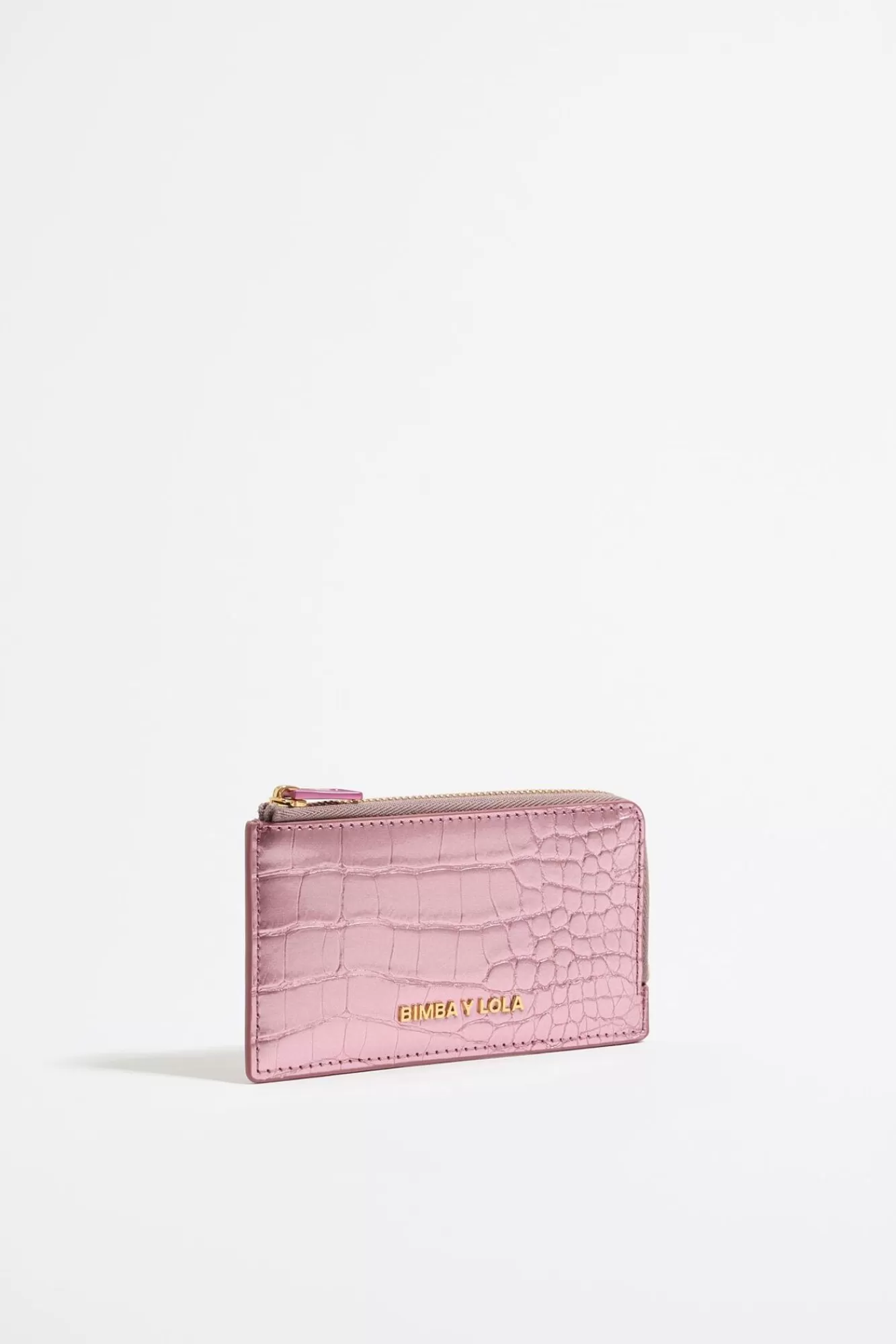 BIMBA Y LOLA Tarjetero-Monedero Grabado Cocodrilo Rosa Claro Flash Sale