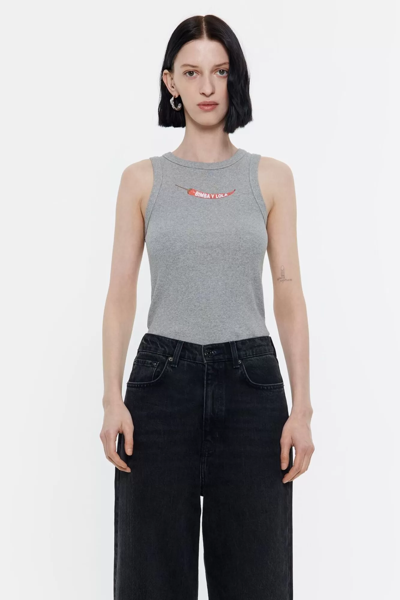 BIMBA Y LOLA Top Ajustado Guindilla Gris Cheap