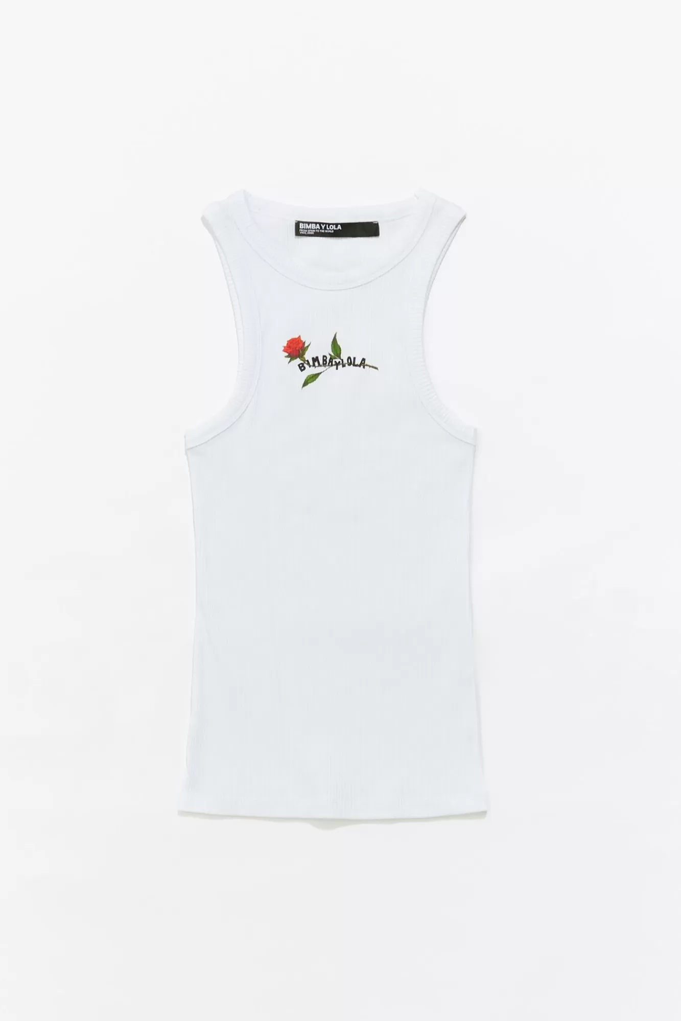 BIMBA Y LOLA Top Ajustado Logo Estampado Blanco Discount