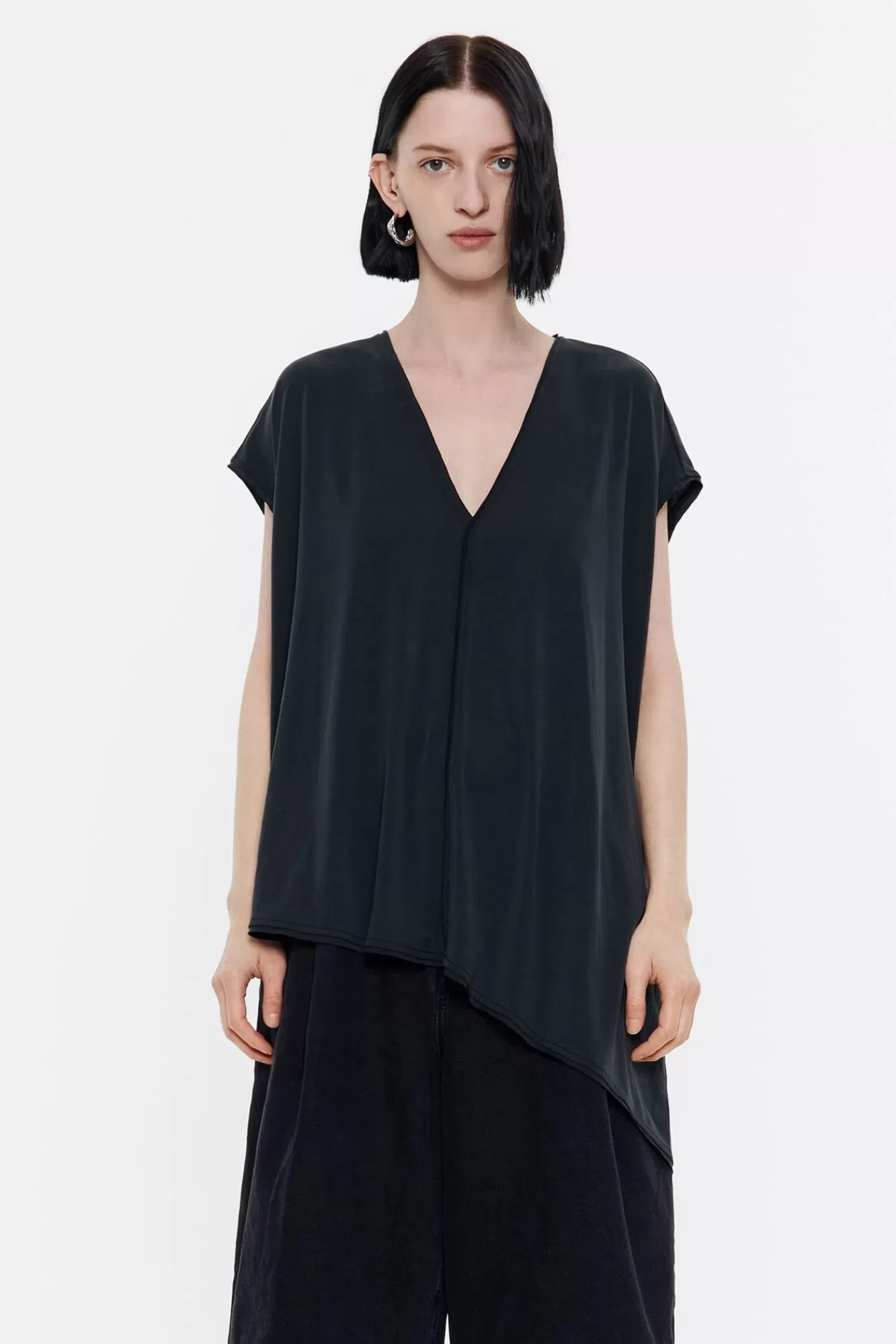 BIMBA Y LOLA Top Largo Oversize Negro Lavado Fashion