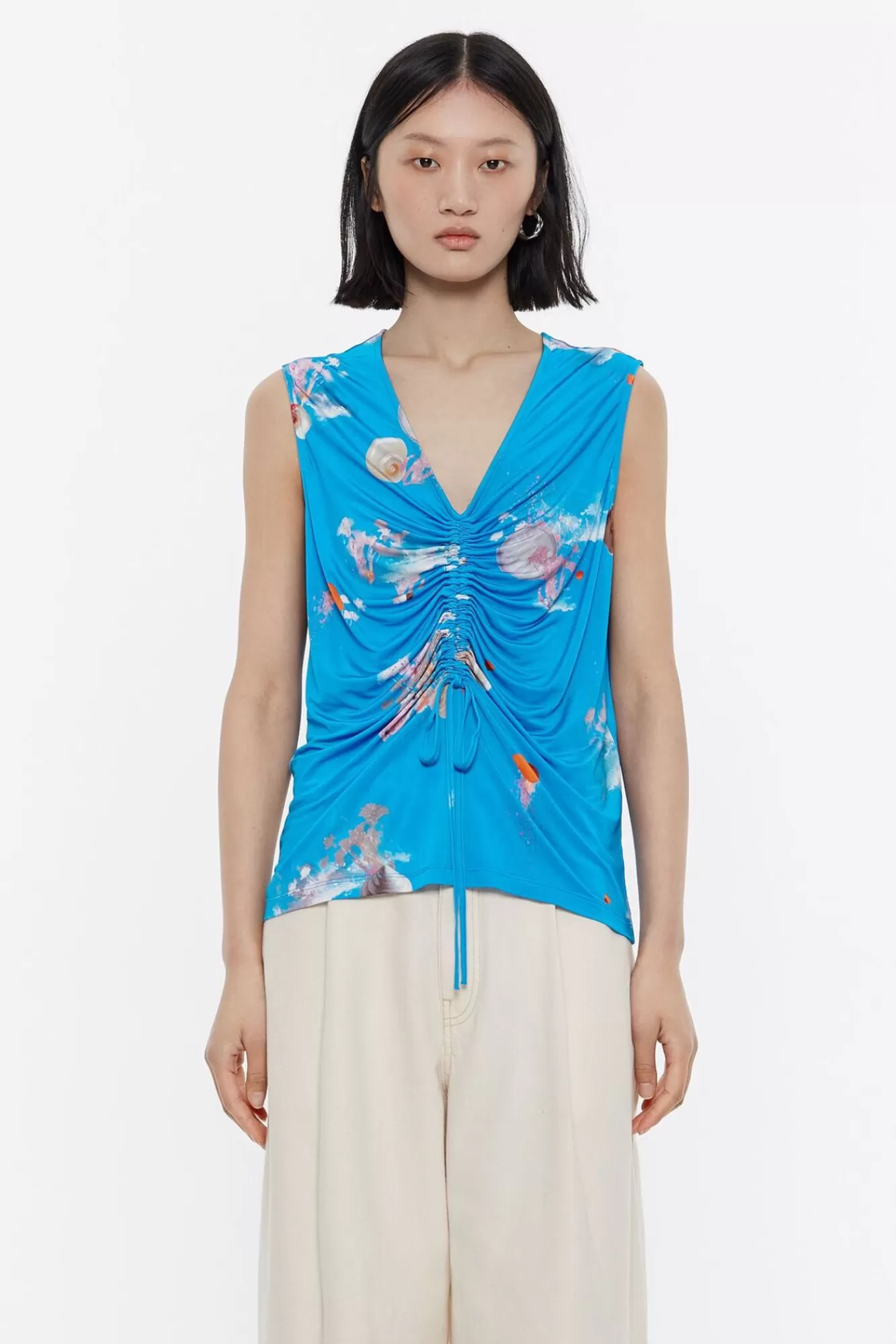 BIMBA Y LOLA Top Recto Waves Azul Sale