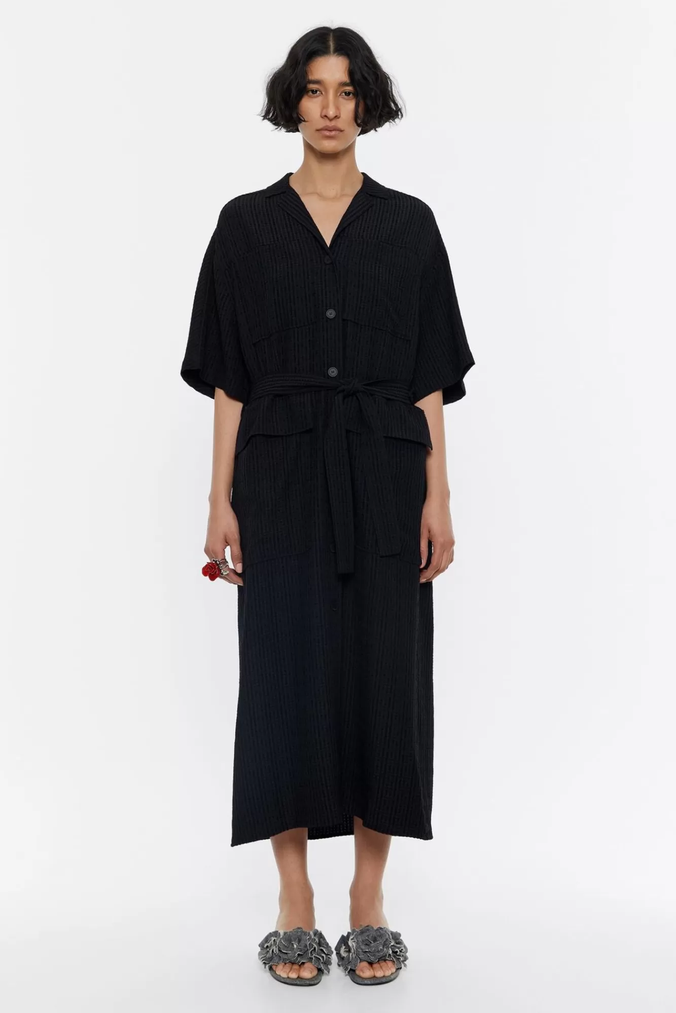 BIMBA Y LOLA Vestido Camisero Fluido Negro Flash Sale