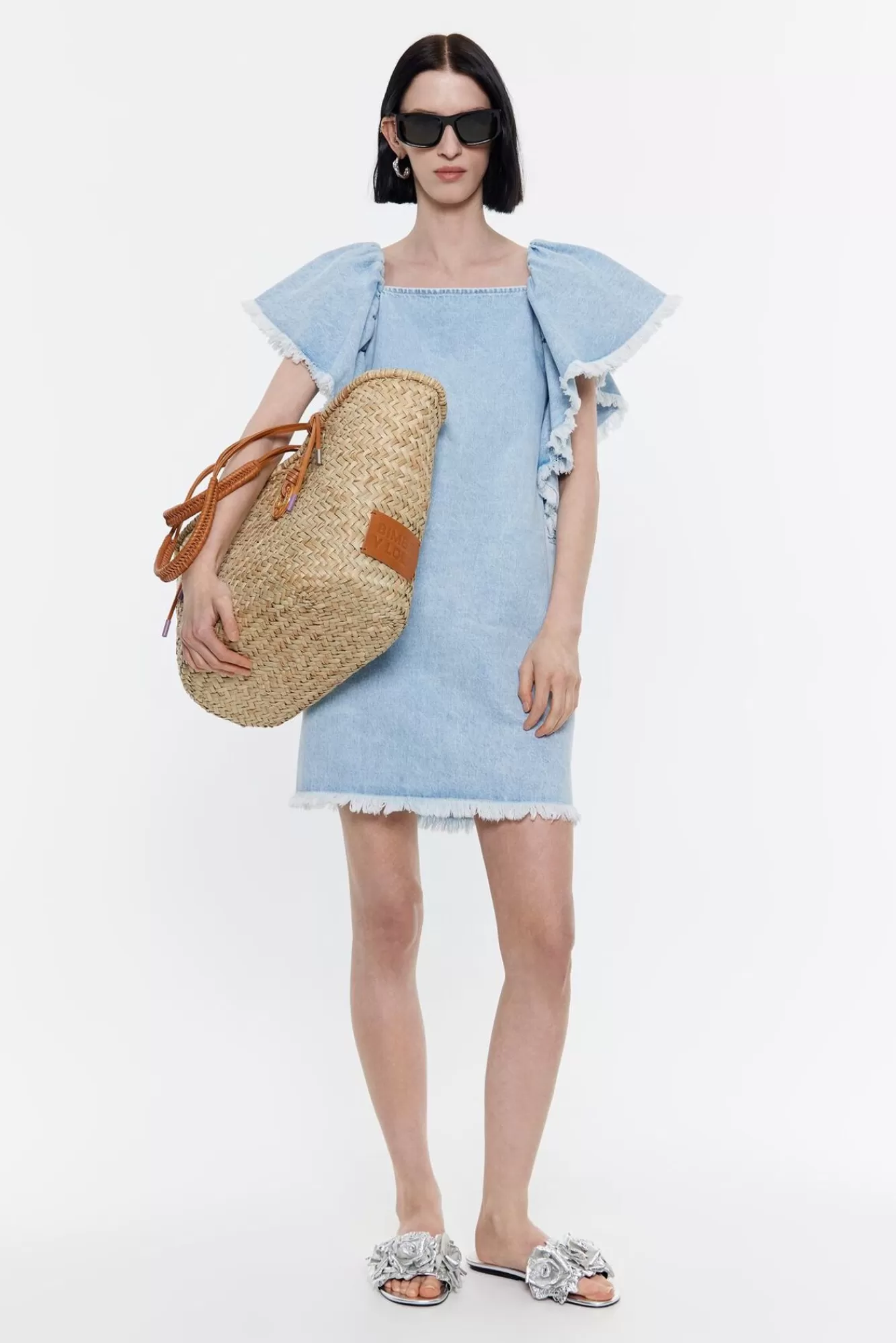 BIMBA Y LOLA Vestido Denim Volantes Azul Claro Online