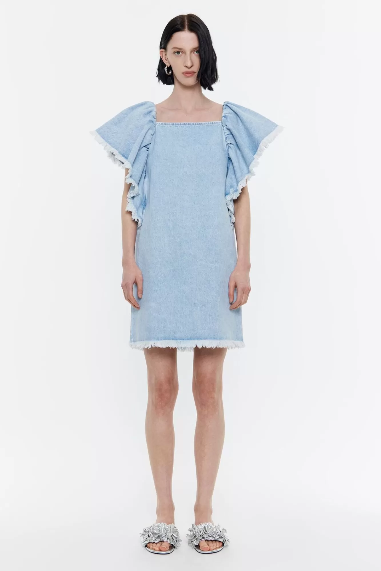 BIMBA Y LOLA Vestido Denim Volantes Azul Claro Store