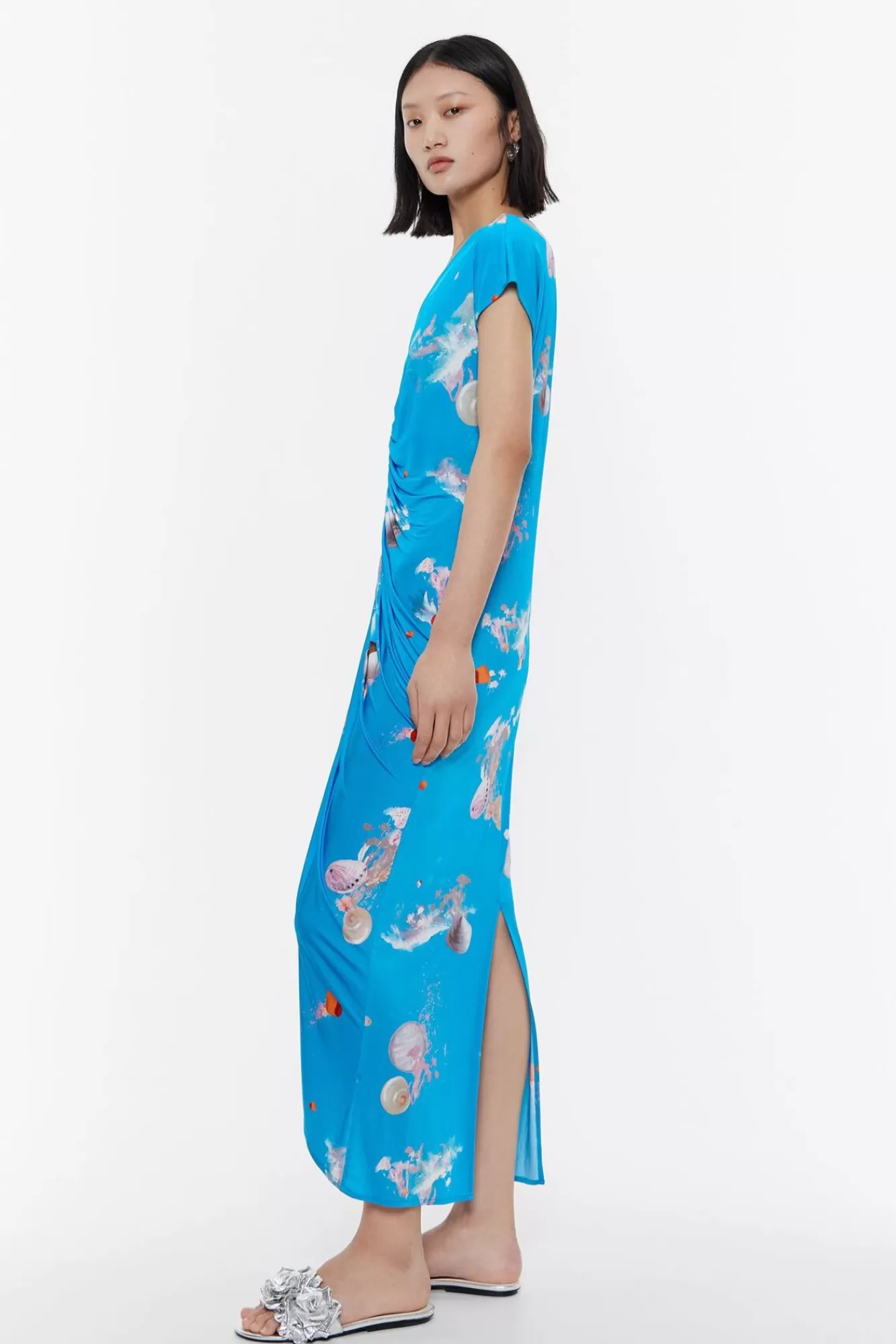 BIMBA Y LOLA Vestido Frunces Waves Azul Flash Sale