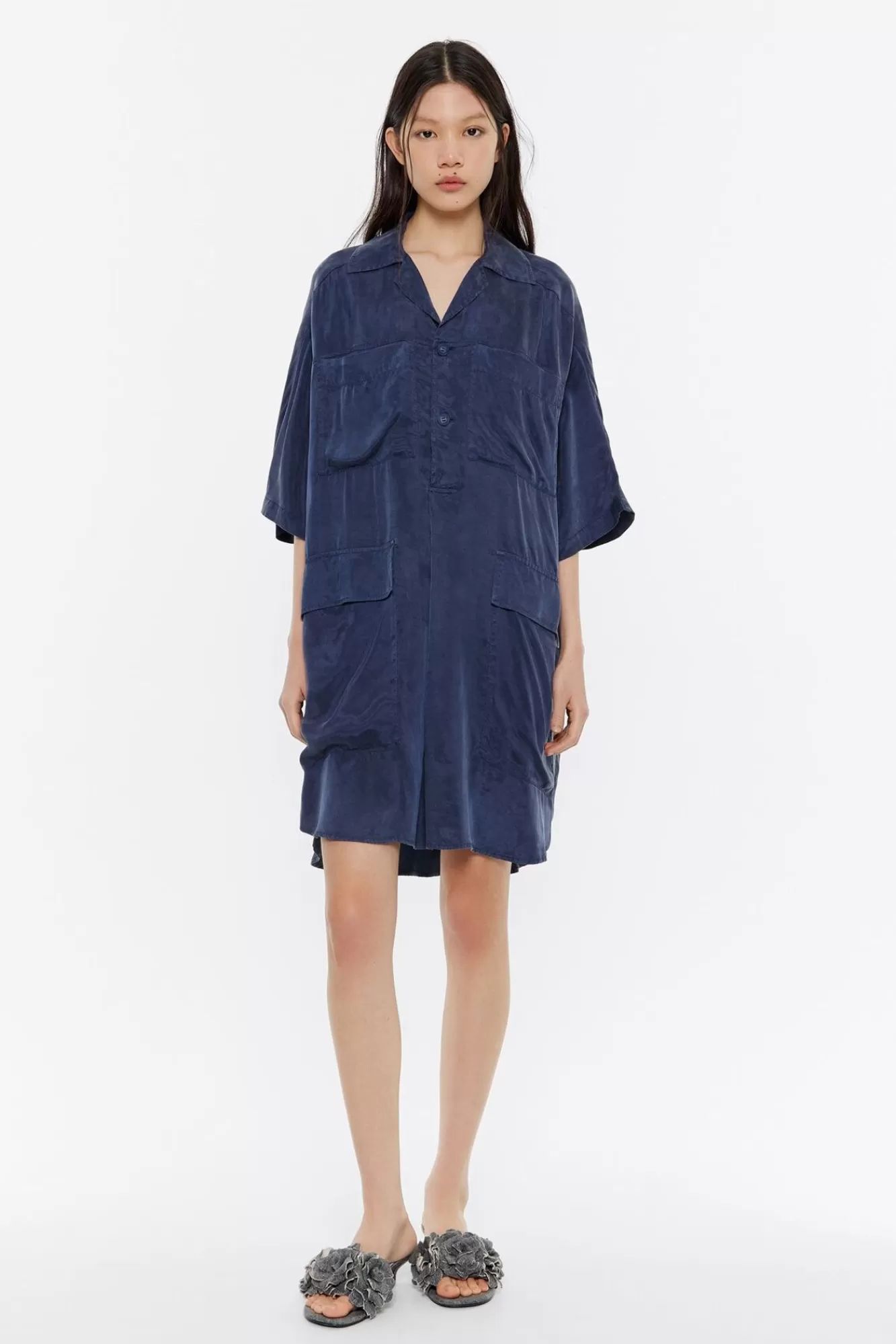 BIMBA Y LOLA Vestido Oversize Fluido Azul Lavado Flash Sale