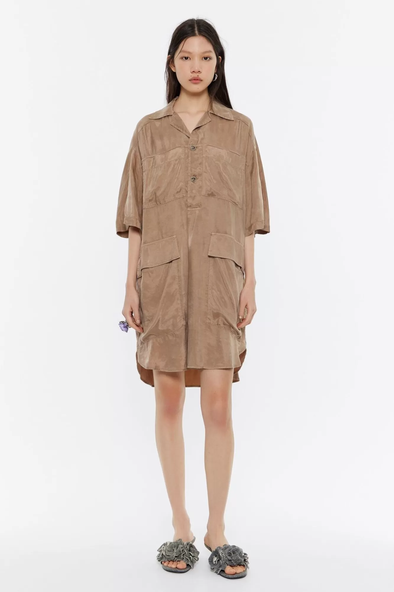 BIMBA Y LOLA Vestido Oversize Fluido Camel Fashion