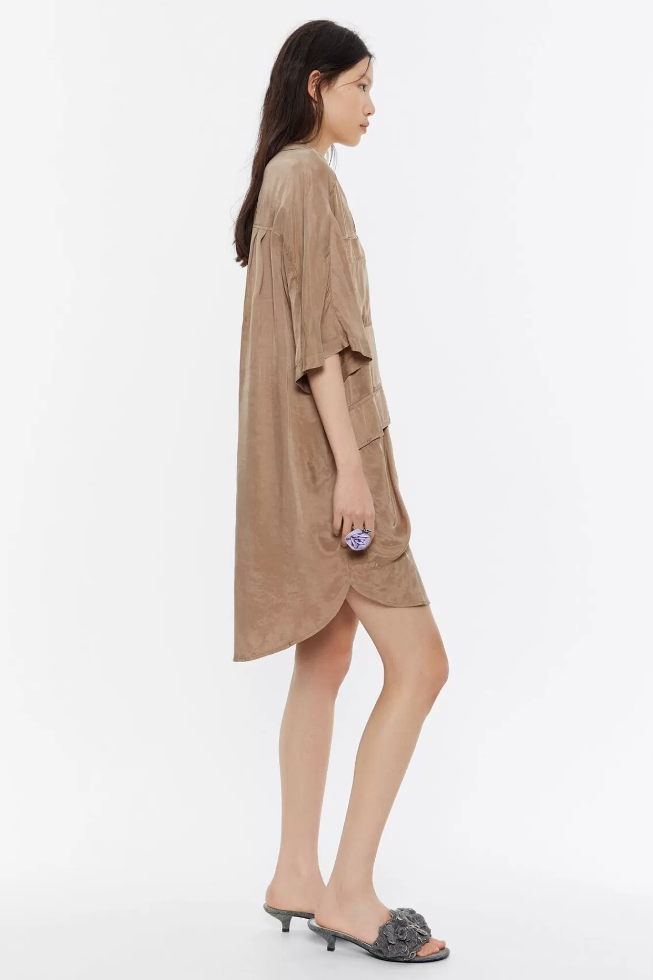 BIMBA Y LOLA Vestido Oversize Fluido Camel Fashion