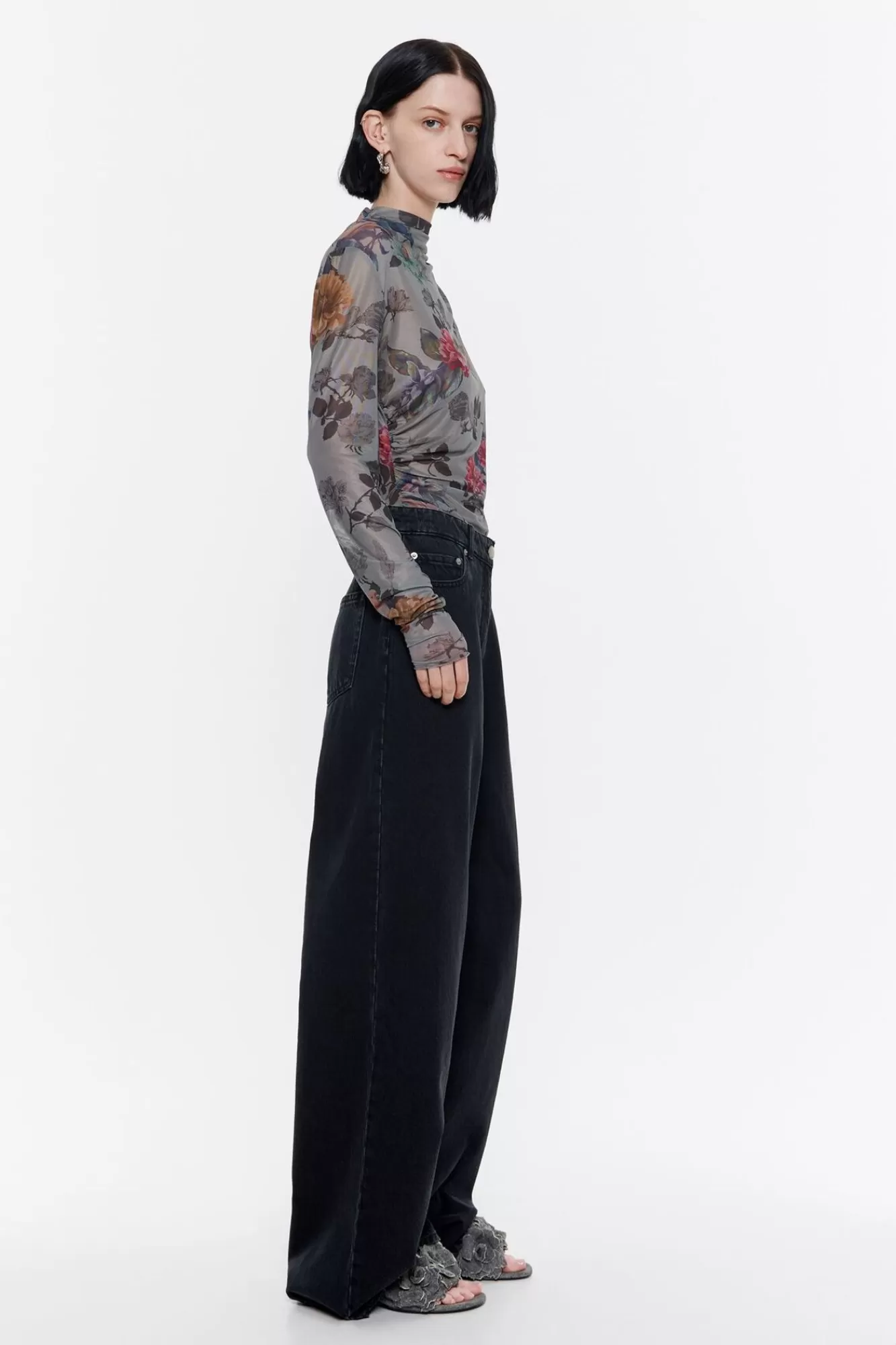 BIMBA Y LOLA Wide Leg - Vaquero Negro Lavado Outlet